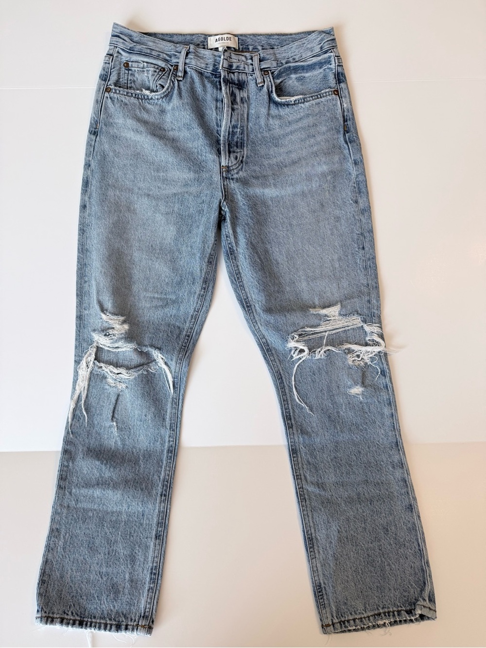 AGOLDE Riley High Rise Straight Crop Jeans in Frequency – Size 28